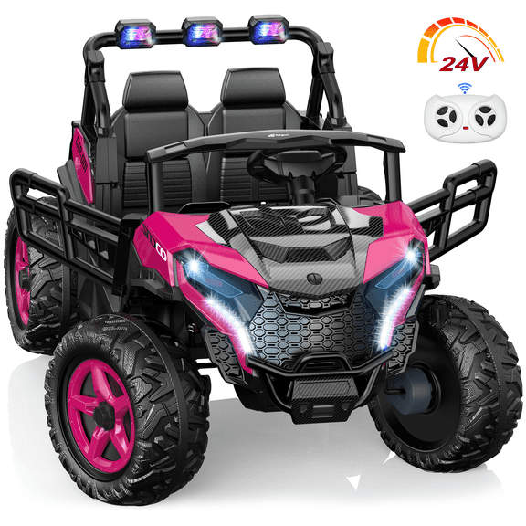East doll 24V Kids Ride on UTV Car, 2 Seater Ride on Toy for Big Kids, Power Ride on Car for Boys, 4WD 800W Motors, Kid Electric Car Aged 3-8Y , 5.1 MPH , EVA Wheels, Remote Control, Music, Pink