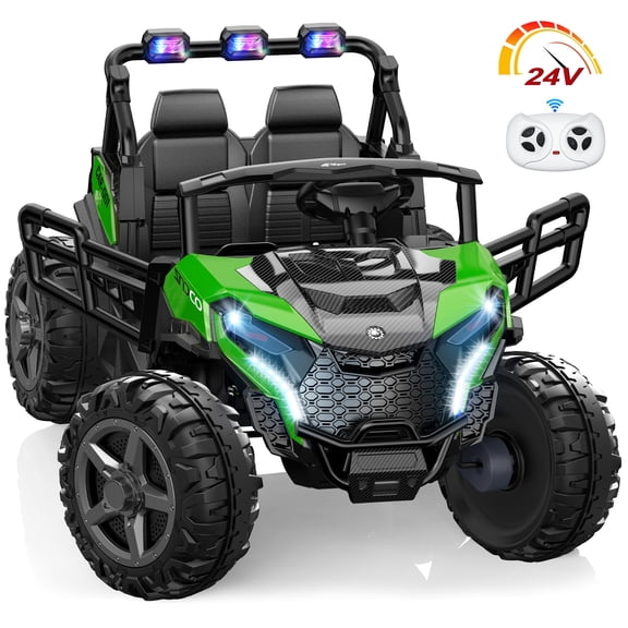 East doll 24V Kids Ride on UTV Car, 2 Seater Ride on Toy for Big Kids, Power Ride on Car for Boys, 4WD 800W Motors, Kid Electric Car Aged 3-8Y , 5.1 MPH , EVA Wheels, Remote Control, Music, Green