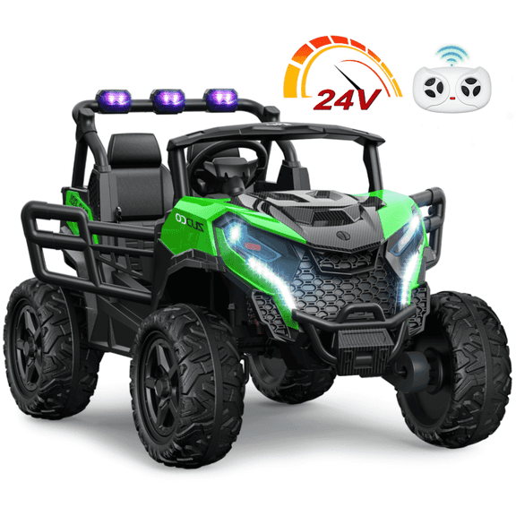 East doll 24V Kids Ride on UTV Car, 2 Seater Ride on Toy for Big Kids, Power Ride on Car for Boys, 4WD 800W Motors, Kid Electric Car Aged 3-8Y , 5.1 MPH , EVA Wheels, Remote Control, Music, Green
