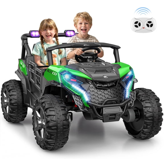 East doll 24V Ride on Toys for Big Kids, 2 Seater Ride on Car with 4x200W Motors, 4WD Kids Electric Car for Ages 3-8, Parent Remote Control, Bluetooth Music, EVA Tires, 5 MPH, Green