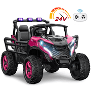 East doll 24V Kids Ride on UTV Car, 2 Seater Ride on Toy for Big Kids, Power Ride on Car for Boys, 4WD 800W Motors, Kid Electric Car Aged 3-8Y , 5.1 MPH , EVA Wheels, Remote Control, Music, Pink
