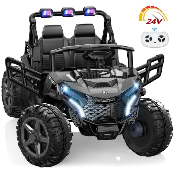 East doll 24V Kids Ride on UTV Car, 2 Seater Ride on Toy for Big Kids, Power Ride on Car for Boys, 4WD 800W Motors, Kid Electric Car Aged 3-8Y , 5.1 MPH , EVA Wheels, Remote Control, Music, Black