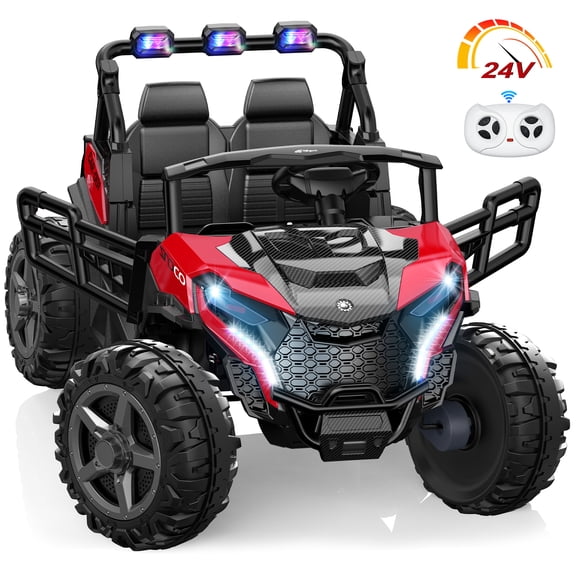 East doll 24V Kids Ride on UTV Car, 2 Seater Ride on Toy for Big Kids, Power Ride on Car for Boys, 4WD 800W Motors, Kid Electric Car Aged 3-8Y , 5.1 MPH , EVA Wheels, Remote Control, Music, Red
