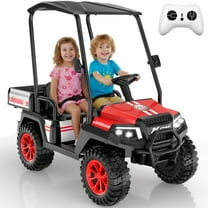 East doll 24V Power Ride on Toys for Big Kids, 2 Seater Ride on UTV with Ceiling&Rear Bed, 4WD Electric Car with Remote Control, Music/Story/Bluetooth, 3-8Y, Red