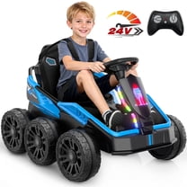 East doll 24 Volt Ride on Toys, Electric Ride on for Big Kids, 6 Wheels Kids UTV with Remote Control, Music, Blue Ride on Cars for Age 3