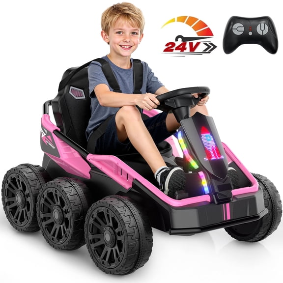 East doll 24 Volt Ride on Toys for Big Kids, 6 Wheels Battery Powered Ride on UTV, Pink Ride on Cars with Remote Control
