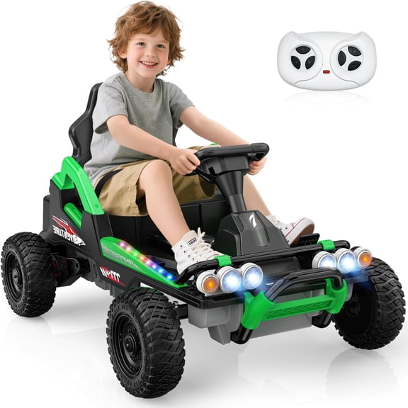 East doll 24V Ride on Toys, Kids Electric Car with Remote Control, Gas Pedal & Brake, Green Ride on Cars for Big Kids Aged 3 