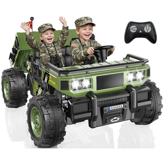 East doll 24V Powered Ride on Dump Truck, 24V 2 Seater Ride on Car for Big Kid, 24 Volt Ride on Toy with Powerful Wheels for Boy Girl, 4WD 400W Motor, 24V Ride Ons for Kid Aged 3-8Y, Green
