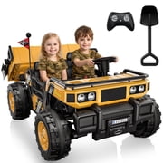 East Doll 24V Military Army-Style Ride On Dump Truck, 2 Seater 4WD 400W Electric Ride On Car, Big Kids Ride On Toy for Boys Girls 3-8 Years Old, Yellow