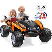 East doll 24V Ride on Toys Car for Big Kids, 2 Seater Power Ride on UTV , Sharks Electric Car for Kids Aged 3-10Y, 4WD 800W Motors, Remote Control, 5.1Mph, Music, Orange