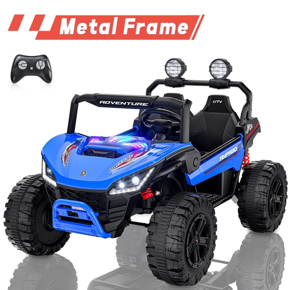 East doll 24V 4WD Ride on Toys with 2 XL Seater, Battey Powered Ride on Electric Car with Remote Control, UTV with 800W Motors, LED Lights, Spring Suspension, 3 Speeds, Bluetooth Music,Blue