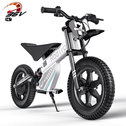 East doll 36V Electric Dirt Bike for Kids, 13 mph High-Speed Electric Bicycle Ride on Dirt Bike for Kids Aged 5+, 500W Peak Brushless Motor, 14" Pneumatic Tire, Max Load 143 lbs, White