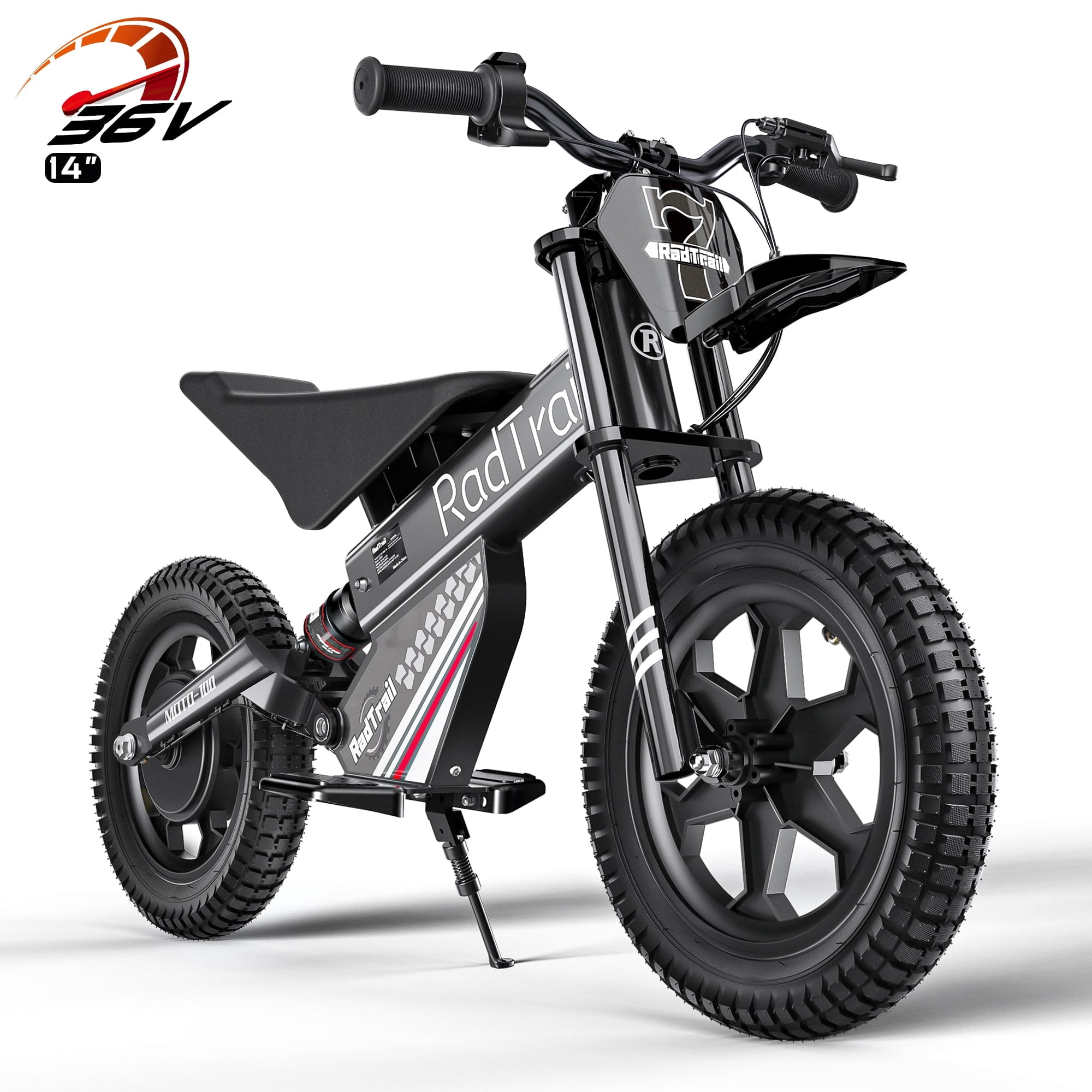 East doll 36V Electric Dirt Bike for Kids, 200W Peak Brushless Motor, Up to 13 MPH & 13 Miles Range, 14" Pneumatic Tires, Twist Throttle, Kids Electric Dirt Bike Ages 6-12, Max Load 143 Lbs, Black