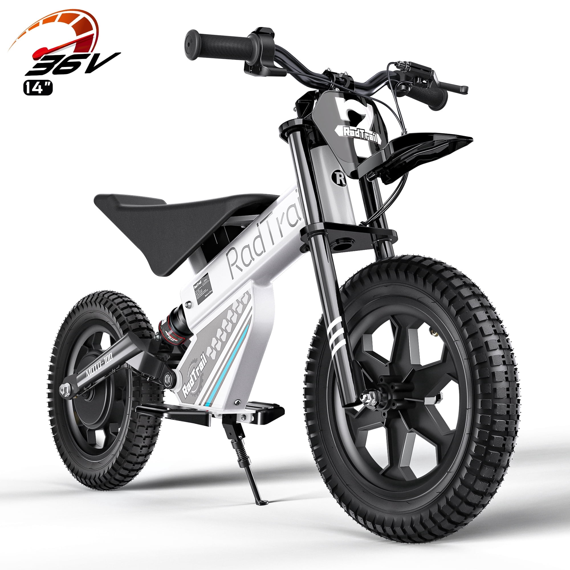 East doll 36V Electric Dirt Bike for Kids, 200W Peak Brushless Motor, Up to 13 MPH & 13 Miles Range, Twist Throttle, 14" Pneumatic Tires, Kids Electric Dirt Bike Ages 6-12, Max Load 143 Lbs, White