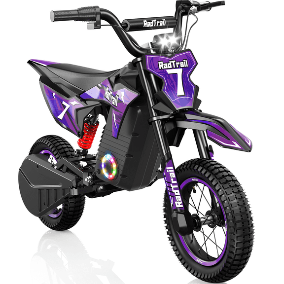 East doll 36V Electric Dirt Bike for Kids, Peak 700W Kids Electric Dirt Bikes, Electric Kids Dirt Bike for Boys Girls Aged 4-8Y, 3-Speed, Max 15.5 Mph, 13.7 Miles Long Range, 3 Light Modes, Purple