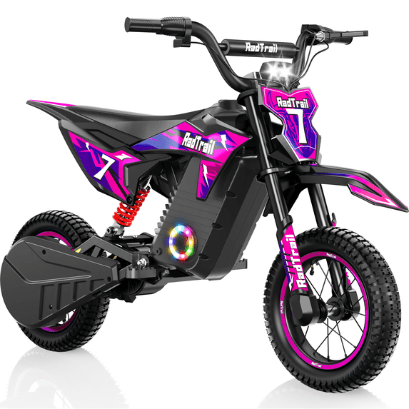 East doll 36V Electric Dirt Bike for Kids, Peak 700W Kids Electric Dirt Bikes, Electric Kids Dirt Bike for Boys Girls Aged 4-10Y, 3-Speed, Max 15.5 Mph, 13.7 Miles Long Range, 3 Light Modes, Pink