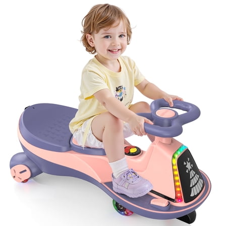 East doll Electric Wiggle Car for Kids, 7Ah Swing Car for Toddlers for Aged 3+, Ride on toy, Baby Car, 2.8-4.1 Mph, Flashing Wheels, Bluetooth, Pink