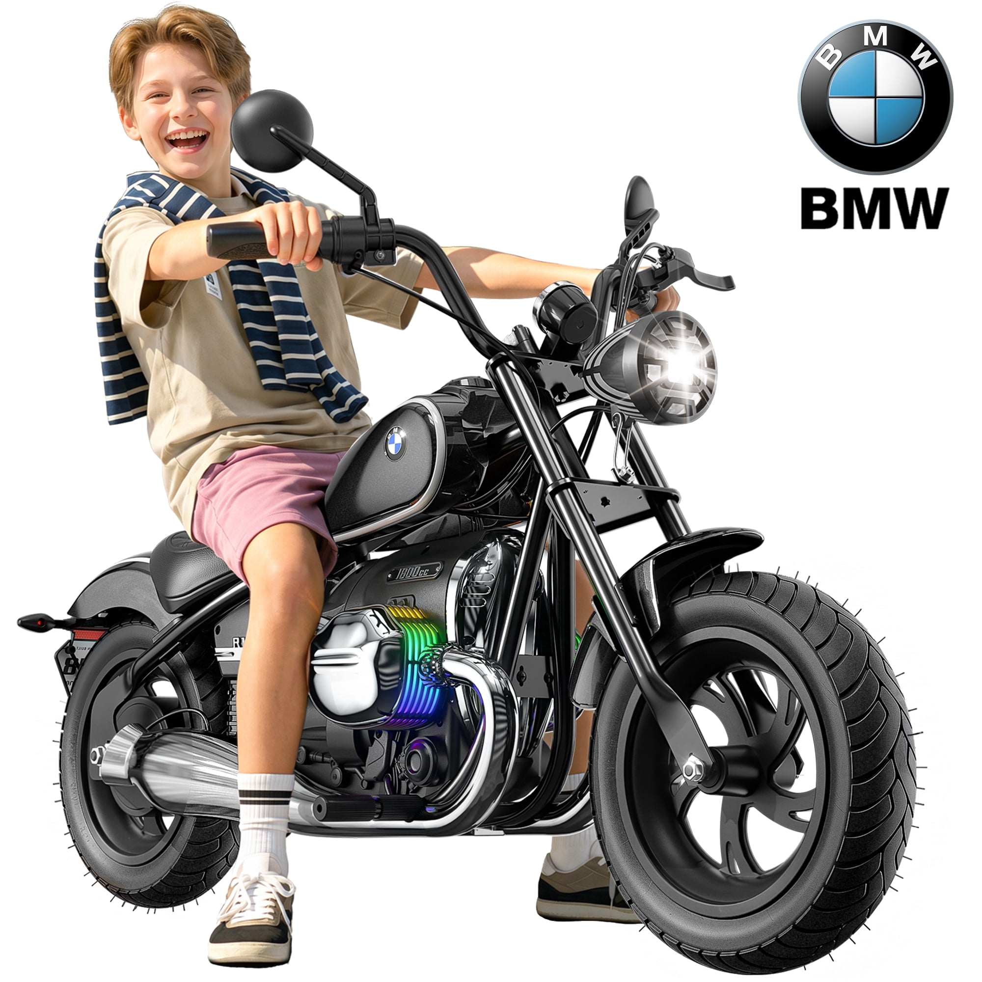East doll BMW licensed Electric Motorcycle for Kids, 24V Ride on Toy for Big Kids 6-12, 300W Power Motor, Up to 13.05MPH & 12 Miles Range, Lights & Music, Electric Car for Kids, Black