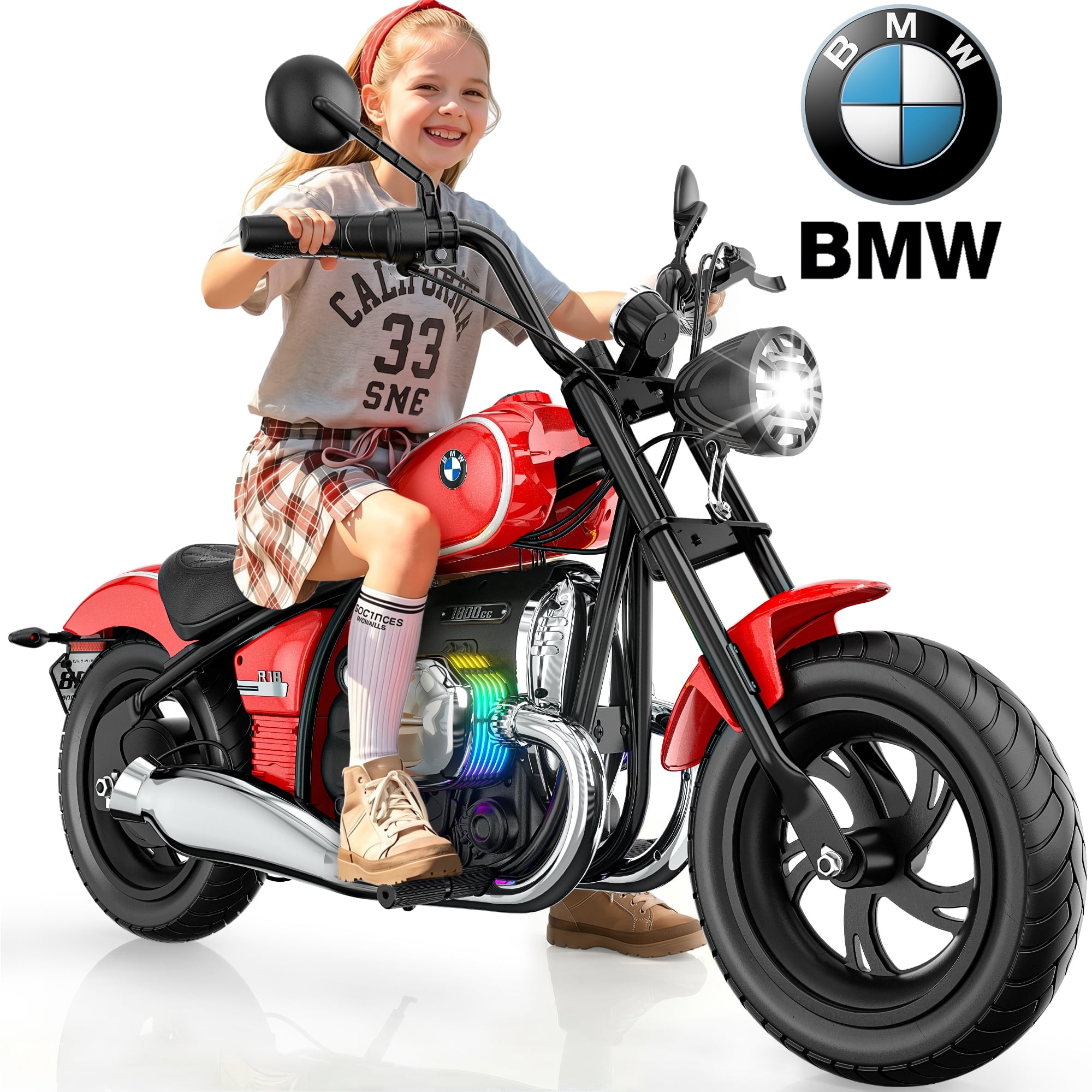 East doll BMW licensed Electric Motorcycle for Kids, 24V Ride on Toy for Big Kids 6-12, 300W Power Motor, Up to 13.05MPH & 12 Miles Range, Lights & Music, Electric Car for Kids, Black