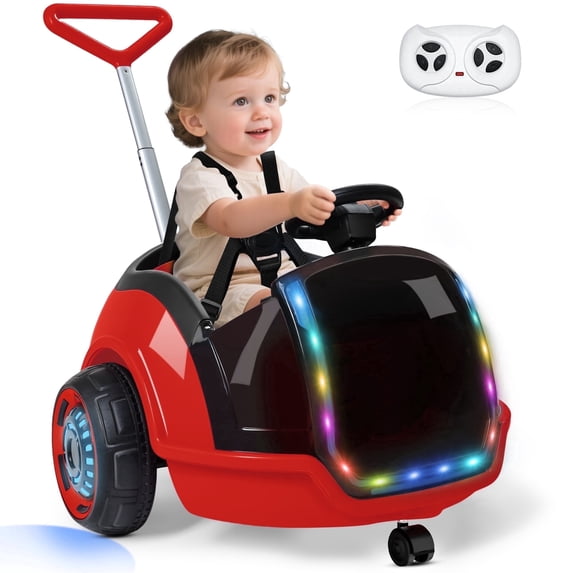 East doll 12V Electric Ride on Toy, Push Car for Toddler with Remote Control, 360°Spin, 5-Point Safety Belt, 1.3-2.5MPH, Music, Horn, Kids Ride On Toy Ages 1-3, Red