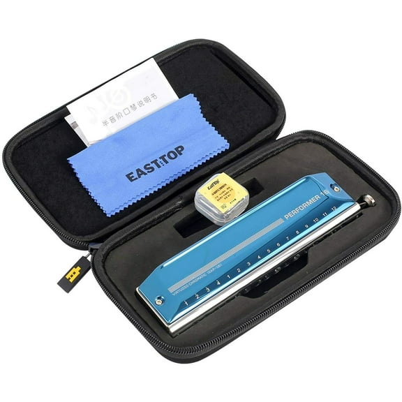 East top Upgrade Chromatic Harmonica Key of C 16Hole 64Tone Harmonica Party Gift