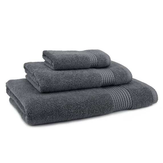 EastNBlue East'N Blue Lara Turkish Cotton Bath Towel Set (Set of 3) - (1 Bath Towel, 1 Hand Towel, 1 Washcloth) Dark Grey