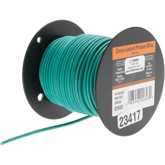 EastPenn 23417 18 AWG Automotive Cross-Linked Polyethylene Wire 100' Long, Green