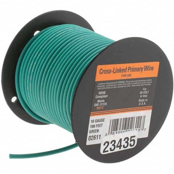 EastPenn 23435 16 AWG Automotive Cross-Linked Polyethylene Wire 100' Long, Green