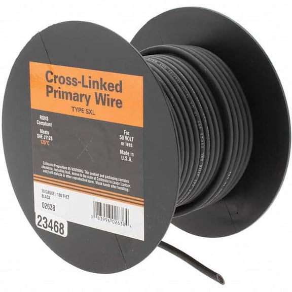 EastPenn 23468 10 AWG, 100' OAL, Hook Up Wire Black Polyethylene Jacket