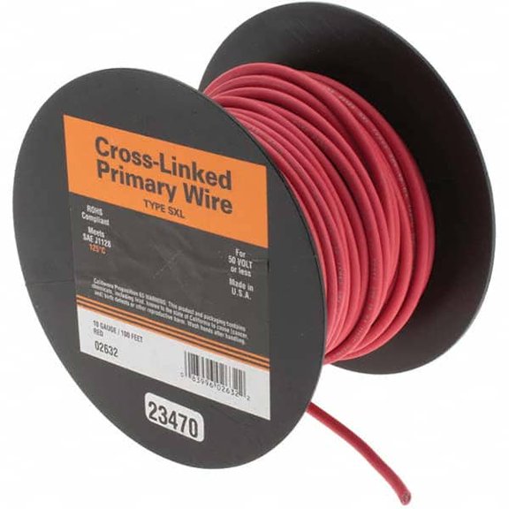 EastPenn 23470 10 AWG, 100' OAL, Hook Up Wire Red Polyethylene Jacket
