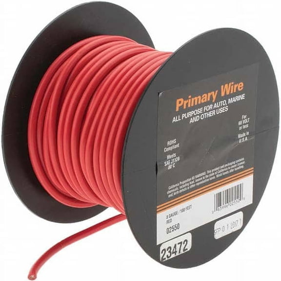EastPenn 23472 8 AWG, 100' OAL, Hook Up Wire Red Vinyl Jacket