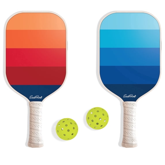 EastPoint Sports Pickleball Paddle Set 2 Player Wood, Lightweight Durable, with 2 Balls, Comfort Grip Handles