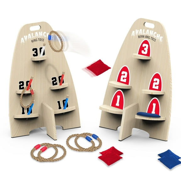 EastPoint Sports 2-in-1 Avalanche Toss and Ring Toss Game Wooden Outdoor