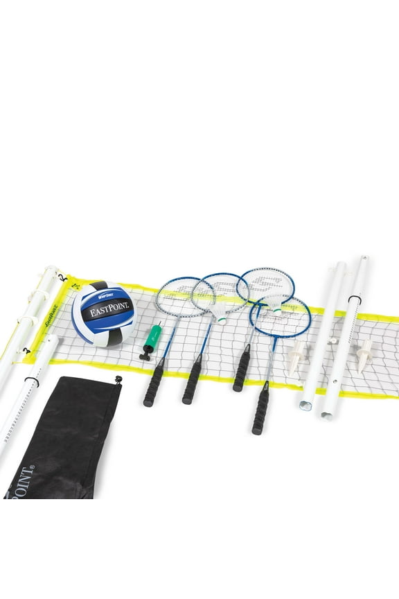 2-in-1 Volleyball and Badminton Set, Adjustable Height Net Set with all Accessories
