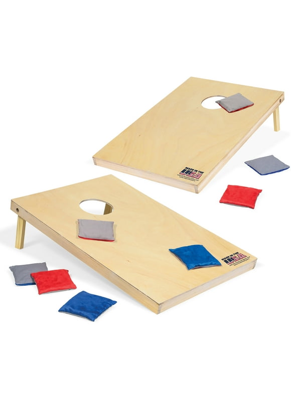 EastPoint Sports 2' x 3' Cornhole Boards - Natural Wood Bean Bag Toss Set with 8 Bean Bags