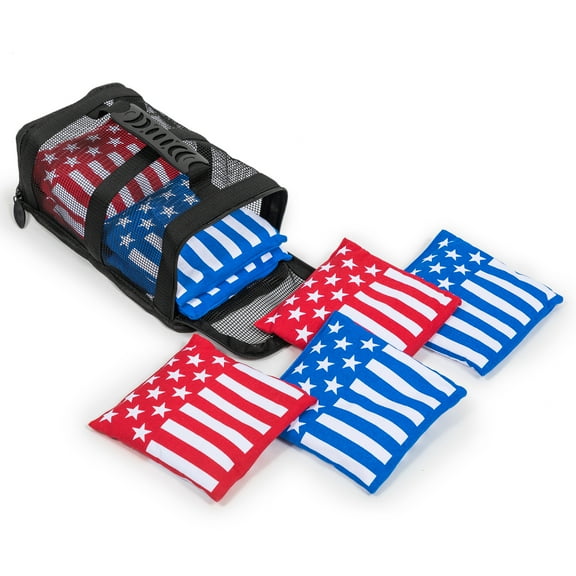 EastPoint Sports Americana Canvas Beanbags - 8 Count 16 oz 6" x 6" W/ Carry Case