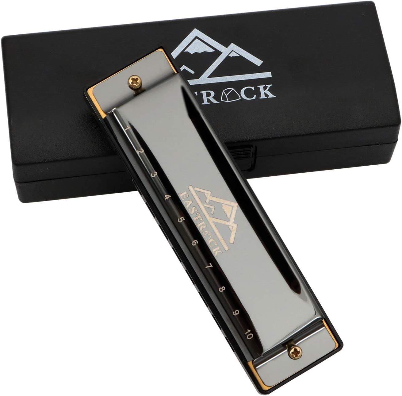 EastRock Blues Harmonica Mouth Organ 10 Hole C Key with Case, Diatonic