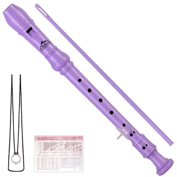 EASTROCK Soprano Recorder Instrument 3Pcs Recorder Flute C Key German Style for Beginners/Students,Purple
