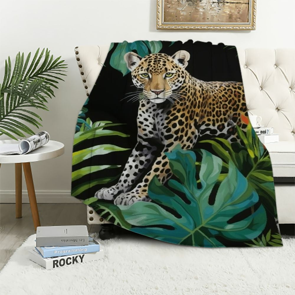 EastSmooth 3D Leopard Bed Blanket,Cheetah Print Throw Blanket Tropical ...