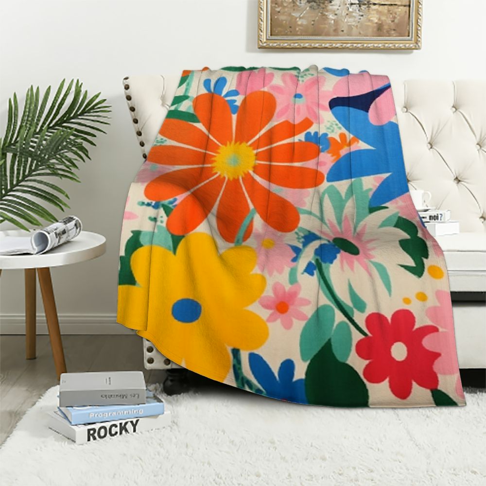 EastSmooth 70s Retro Throw Blanket Groovy Flannel Soft Blanket Vintage Boho Hippie Aesthetic