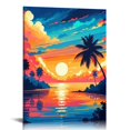 thumbnail image 1 of EastSmooth  Abstract beach canvas wall art Landscape Art Canvas Wall Art, Beach Decor Canvas Wall Art, Sunset On Ocean, ocean beach picture, nature landscape, 1 of 5