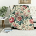 thumbnail image 1 of EastSmooth  Antique Rose - Classic Traditional Floral - 100% Cotton Quilted Throw Blanket, Blue, 1 of 6