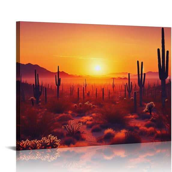 EastSmooth Arizona Canvas Wall Art Arizona Desert Landscape Picture Painting Southwest Cactus Canvas Print for Living Room Bedroom Decor