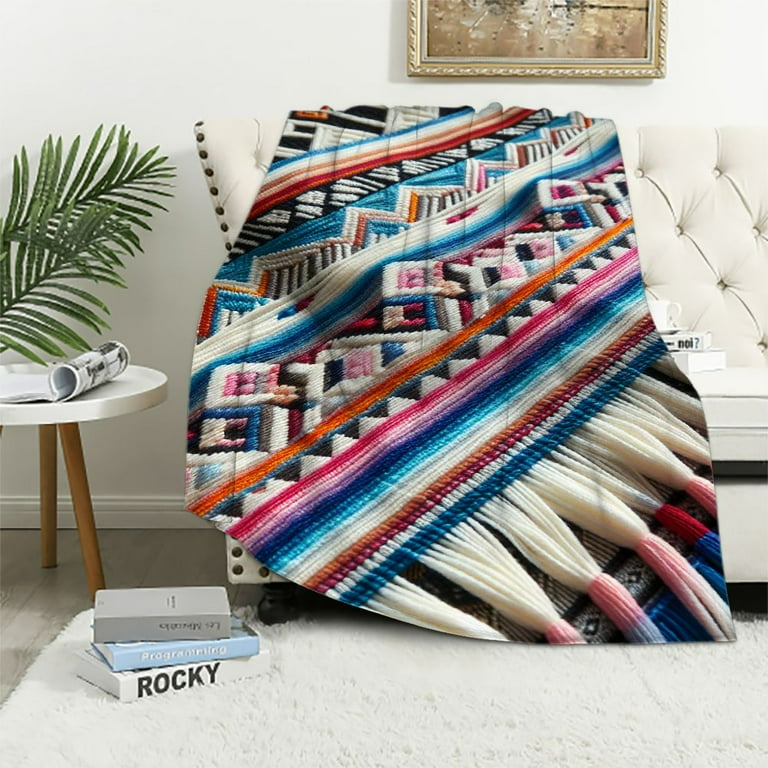 EastSmooth Authentic Handwoven Mexican Blanket Yoga Blanket Perfect Outdoor Picnic Blanket Camping Blanket Equestrian Saddle Blanket Serape