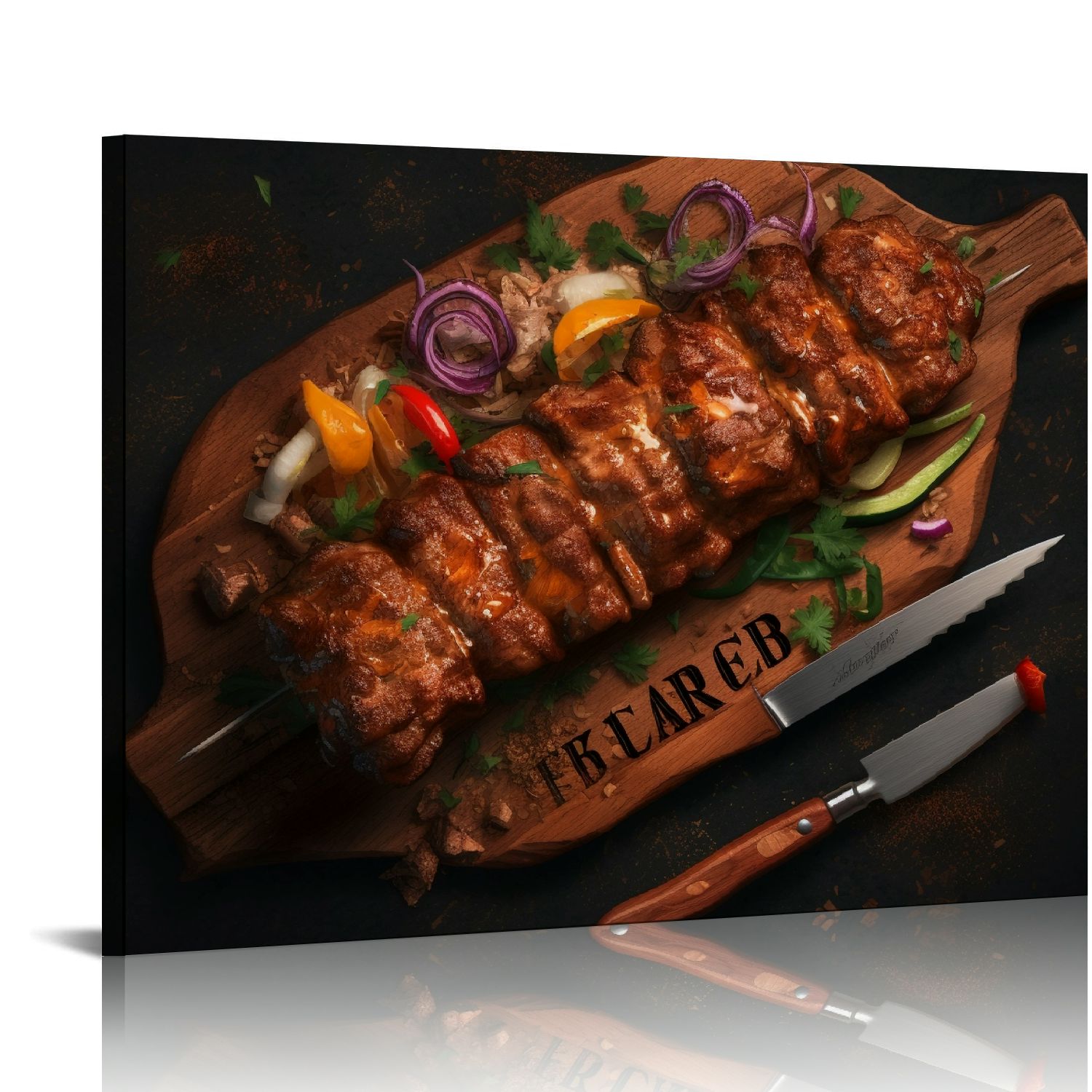 EastSmooth BBQ Rosemary Chicken Skewers Wall Art Background Decor Pictures Print On Canvas Art