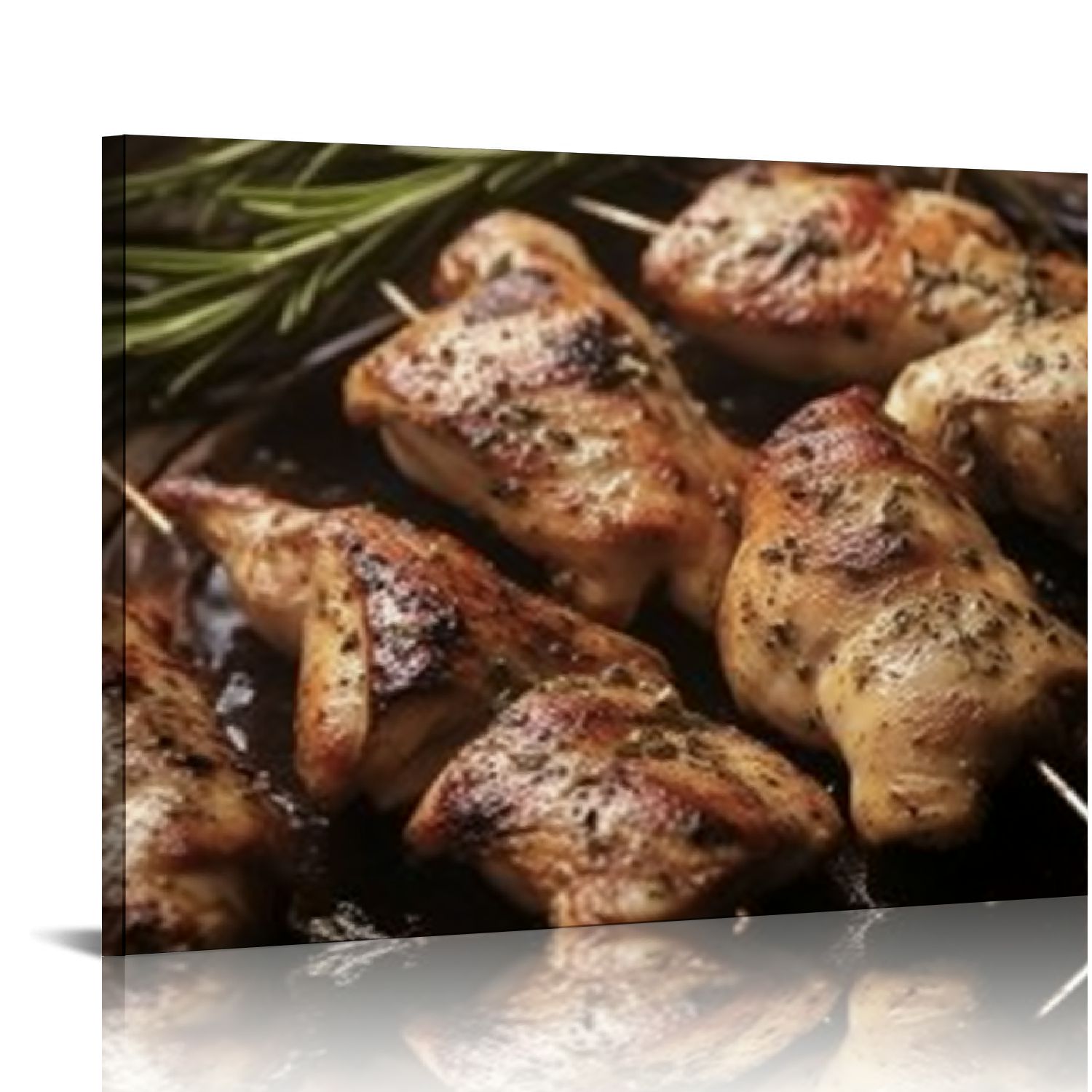 EastSmooth BBQ Rosemary Chicken Skewers Wall Decor Print on Canvas Modern Home Office Artwork