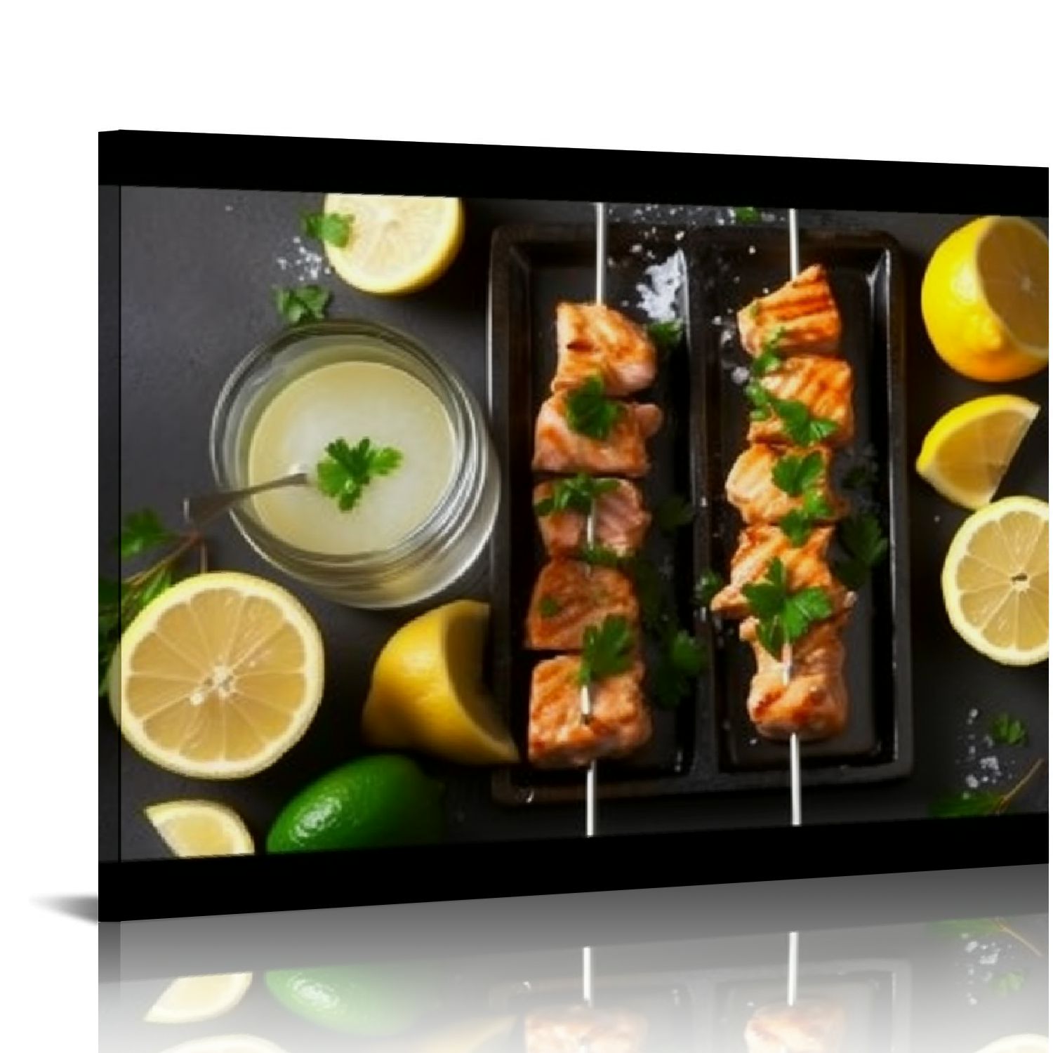 EastSmooth Barbecue Salmon skewers Wall Art Background Decor Pictures Print On Canvas Art