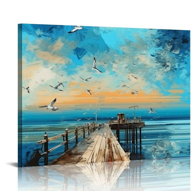 Oversize coastal wall art ocean outlets painting on canvas Blue ocean painting ocean painting beach sunset painting seascape art ocean art