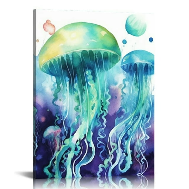 EastSmooth Beach Wall Art Bathroom Decor Watercolor Ocean Animals