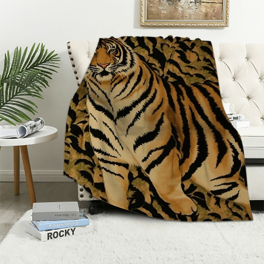 Mexpekil Seidenschal 60x60cm - Vintage Tiger Print Satin Halstuch